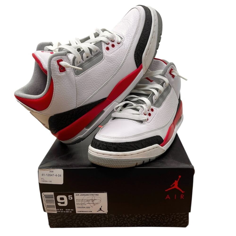 Air Jordan 3 Retro Fire Red Sneakers 2013 Men's 9.5 in Box